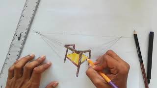 Furniture Drawing | Object 1 | How to draw a chair | Furniture design | Two point perspective