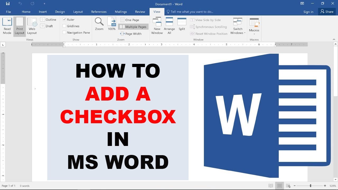 How To Add A Checkbox In Word Document - YouTube