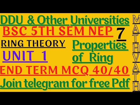 Ring Theory | Properties Of Ring | Bsc 5th Sem Maths | #mcq | #ddu | # ...