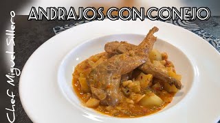 Andrajos con conejo. Cocina granadina. Baza.