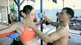 Skinny Woman Practicing Boxing