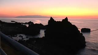 夕日に沈む屋久島全景・種子島中種子町星原雄龍女龍の岩よりR5 12 22