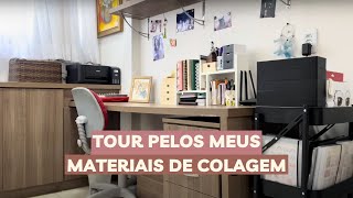 Tour por todos meus materiais de papelaria e de colagem e pelo meu cantinho