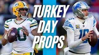 Thanksgiving Day Football Player Props NFL 2023 |  PACKERS vs LIONS NFL Week 12 Prop Bets | LINEUPS