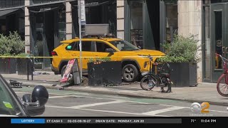 Several bystanders jump in to help after cab jumps curb and strikes pedestrians in Manhattan