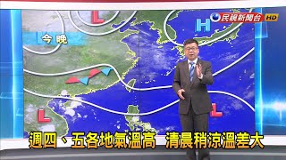 2023/05/11 週四、五各地氣溫高 清晨稍涼溫差大－民視新聞