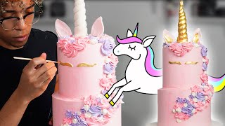 EASY 2-tier UNICORN CAKE tutorial