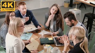 Office Meeting - People Working As A Team / Group Meeting | Business 4K Footage Free Download