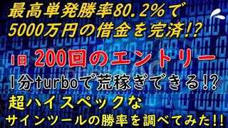 【1分turboで荒稼ぎ!?】最高単発勝率80.2%の超ハイスペックなサインツールの勝率はいかに!?