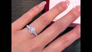 Intricate semi-halo engagement ring R02-102966-W0252 (Pictured with 0.41ct diamond)