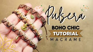 🛕 Easy Macrame bracelet with Indian brass easy | Macramé Bracelet with Antique Tribal Charm #54