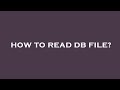 How to read db file?