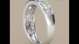 Jeulia Leaf-shape Milgrain Round Cut Created White Sapphire Women's Wedding Band- Jeulia.com