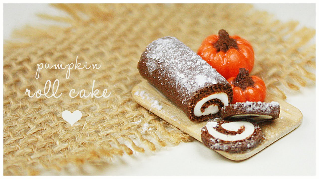 Polymer Clay Pumpkin Cake Roll Tutorial Youtube