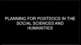 23-09-14 Preparing for Postdocs in the Social Sciences and Humanities