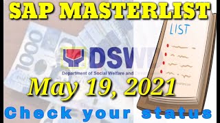 SAP MASTERLIST FOR MAY 19, 2021 #Ayuda