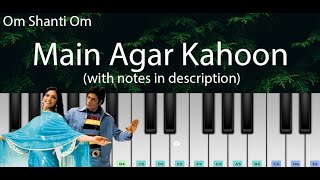 Main Agar Kahoon (Om Shanti Om) | ON DEMAND Easy Piano Tutorial with Notes | Perfect Piano