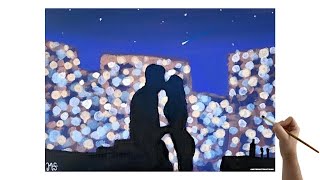 Valentines day painting tutorial - love acrylic painting tutorial - couple painting tutorial