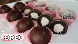 [Eng sub] โอริโอ้ครีมชีสไส้มะพร้าว 4 วัตถุดิบไม่อบ OREO cream cheese coconut balls /4ingredients