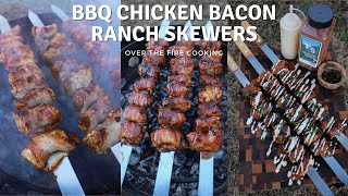 BBQ Chicken Bacon Ranch Skewers Recipe | Over The Fire Cooking #shorts