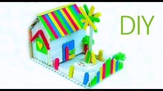 How to make Popsicle Stick House |DIY popsticks house |icecream stick house|Beads art\vineeta mishra
