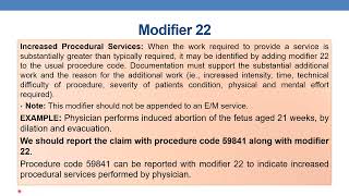 MODIFIERS 22 & 23 WITH EXAMPLES