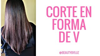 Como hacer un corte en V/How to do a V-shape haircut.