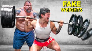 Pranking The Worlds Strongest Man W/ FAKE Weights!