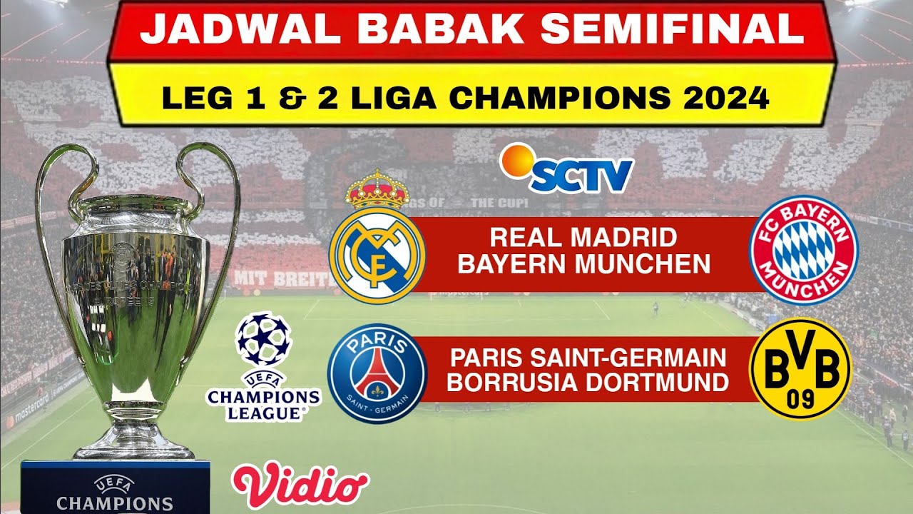 Jadwal Semifinal Liga Champion 2024 | Real Madrid Vs Bayern Munchen,PSG ...