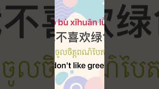 ភាសាចិន តើអ្នកជាប៉ូលីសមែនទេ?ខ្ញុំមិនចូលចិត្តពណ៌បៃតងទេ#fyp #studychinese #dailychinese#chinese#shorts