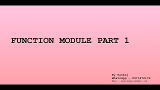 Function Module - Part 1- Regular Function Module