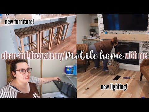 *NEW* MOBILE HOME CLEAN & DECORATE WITH ME new furniture and lighting double-wide mobile home