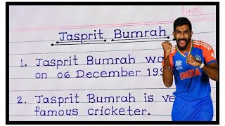 ESSAY ON JASPRIT BUMRAH//10 lines on Jasprit Bumrah//Short Essay On Jasprit Bumrah//Jasprit Bumrah