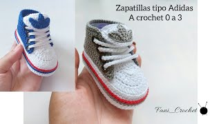 ZAPATILLAS ADIDAS 🧶 A CROCHET/ 0 A 3 MESES/ BEBE / 9.5 CM / PASO A PASO/ FANI_CROCHET