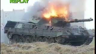 German Leopard 2 tank shooting Leopard 1