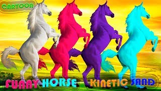 CARTOON Magic kinetic sand turning the HORSE changes colors and dances to Teach colors