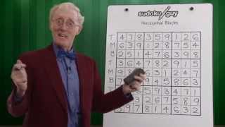 Lesson 1 Learn sudoku. How to solve sudoku for beginners. Horizontal blocks using TMB.