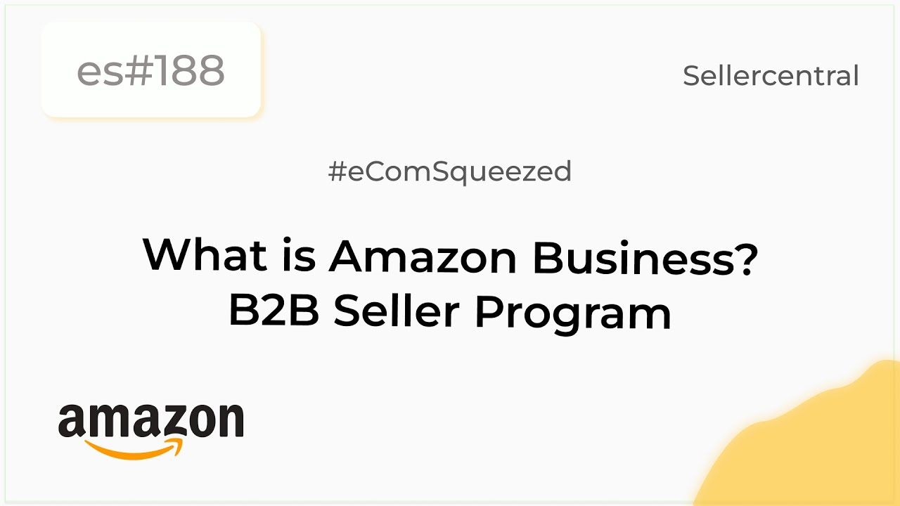 What Is Amazon Business (B2B) Seller Program- Es188 - YouTube