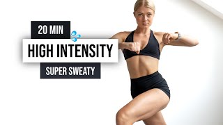 20 MIN SWEATY CARDIO HIIT - QUICK INTENSE ALL STANDING Home Workout with weights