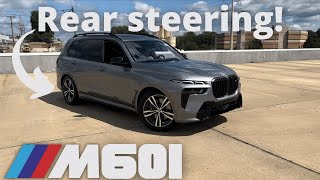 Rear-steering in the 2023 BMW X7 M60i! How it Works \u0026 Turning Circle Test (Integral Active Steering)