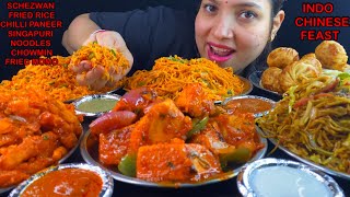 Eating Spicy🔥 Schezwan Fried Rice, Chilli Paneer Dry, Schezwan Noodles, Fried Momo, Chowmin, Chill