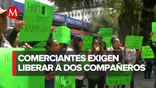 Protestan comerciantes en el Poder Judicial de la CdMx, por detención de dos compañeros