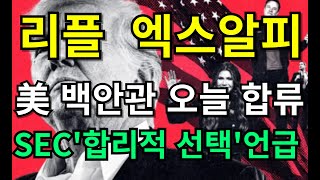 [ 리플 엑스알피 코인 전망 ]  美 백안관 오늘 합류 SEC 합리적 선택 언급!