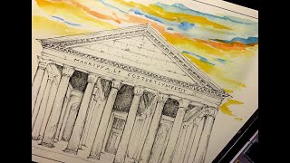 Pantheon, Rome- Ink sketch by Shilton Dmello