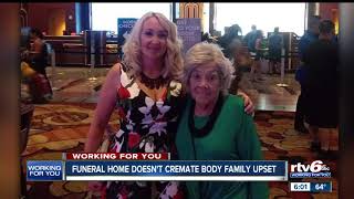 Family says Indy funeral home held grandmother's body for weeks without cremating