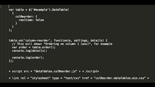 jQuery Datatable column reordering in 4 min