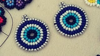 boncuk dokuma tekniği ile nazar boncuğu yapımı  Evil eye bead making with bead weaving technique