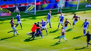 Disgraceful Blues Fan runs on Pitch and punches Jack Grealish in the face Birmingham vs Aston Villa