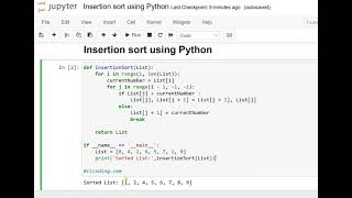 Day 49 : Insertion sort using Python