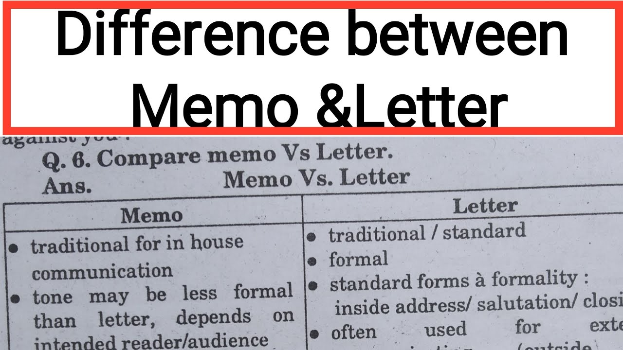 Difference Between Memorandum And Letter || Memo V/s Letter || Business ...